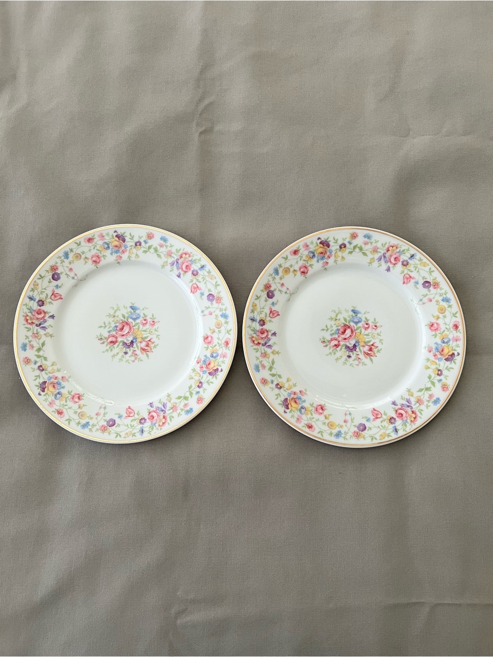 CH Field Haviland set of 2 floral dessert salad plates Limoges France 7.5”
